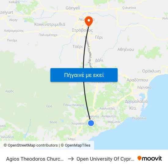 Ag. Theodoros Church to Open University Of Cyprus map