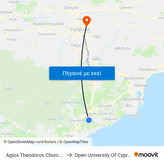 Ag. Theodoros Church to Open University Of Cyprus map