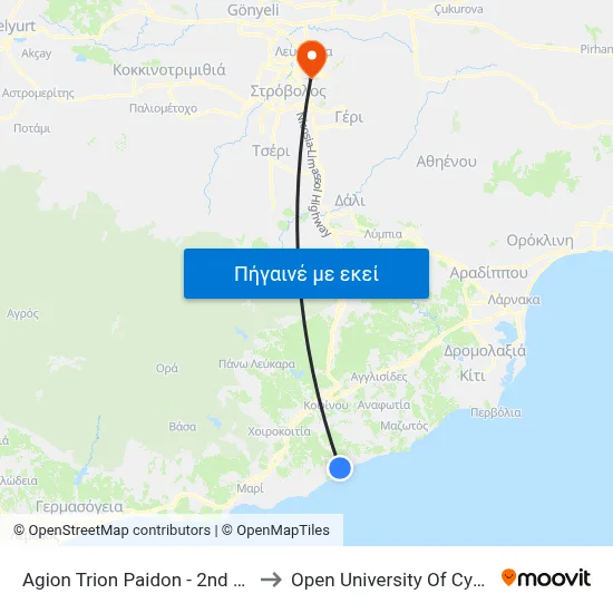 Ag. Trion Paidon - 2nd Stop to Open University Of Cyprus map