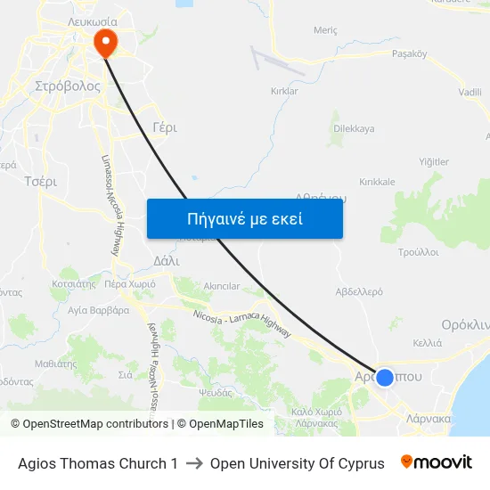 Ag. Thomas Church to Open University Of Cyprus map
