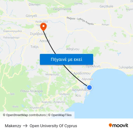 Makenzy to Open University Of Cyprus map