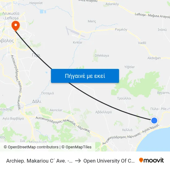 Archiep. Makariou C´ Ave. - Tilou to Open University Of Cyprus map