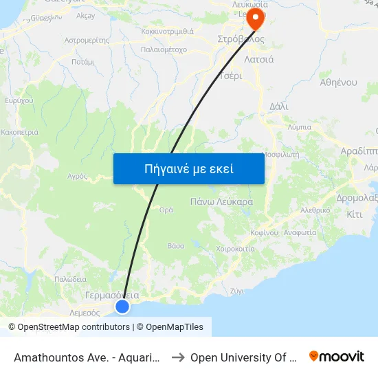 Amathountos Ave. - Aquarius Hotel to Open University Of Cyprus map