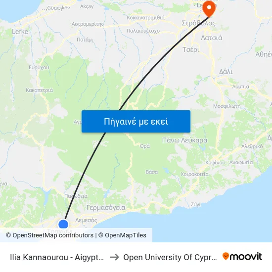 Ilia Kannaourou - Aigyptou to Open University Of Cyprus map