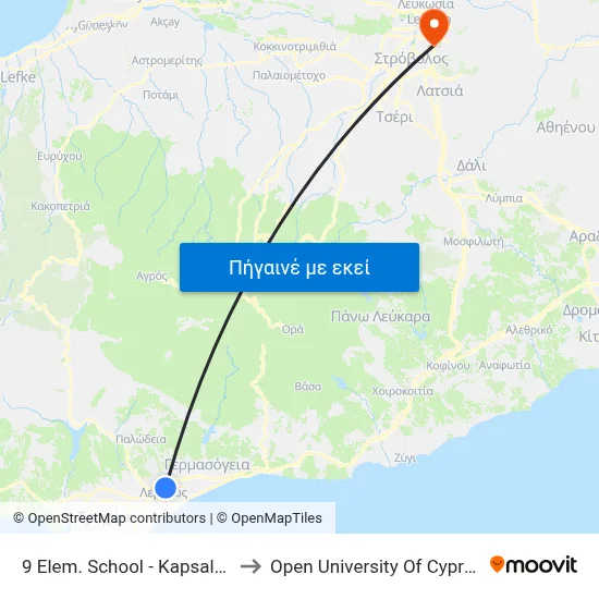 9 Elem. School - Kapsalos to Open University Of Cyprus map