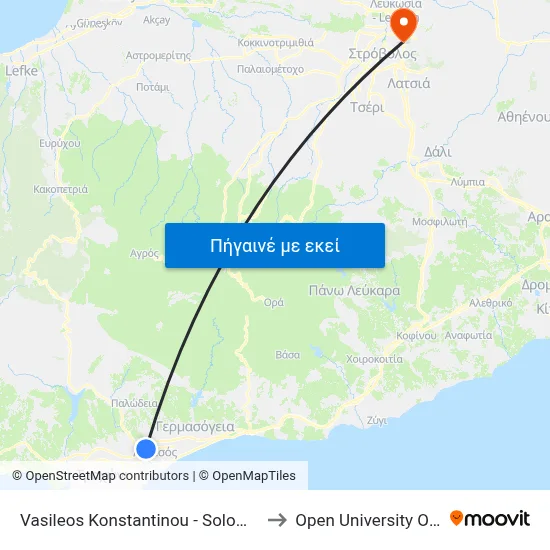 Vasileos Konstantinou - Solomou Solomou to Open University Of Cyprus map