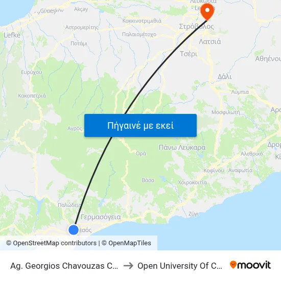 Ag. Georgios Chavouzas Church to Open University Of Cyprus map