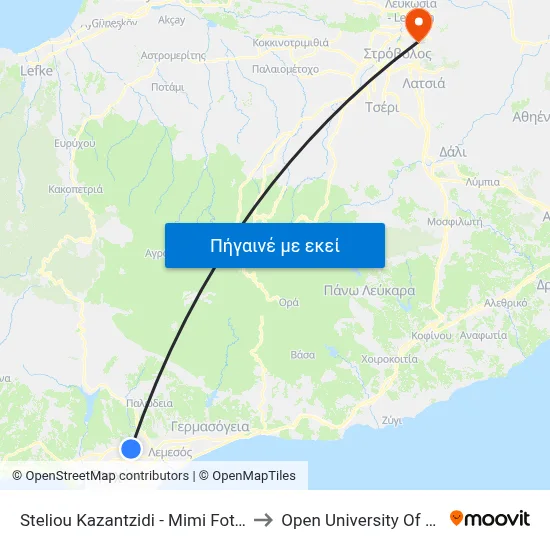 Steliou Kazantzidi - Mimi Fotopoulou to Open University Of Cyprus map