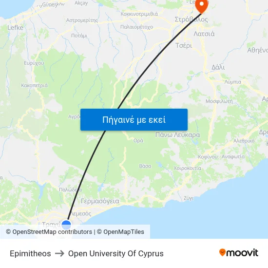 Epimitheos to Open University Of Cyprus map