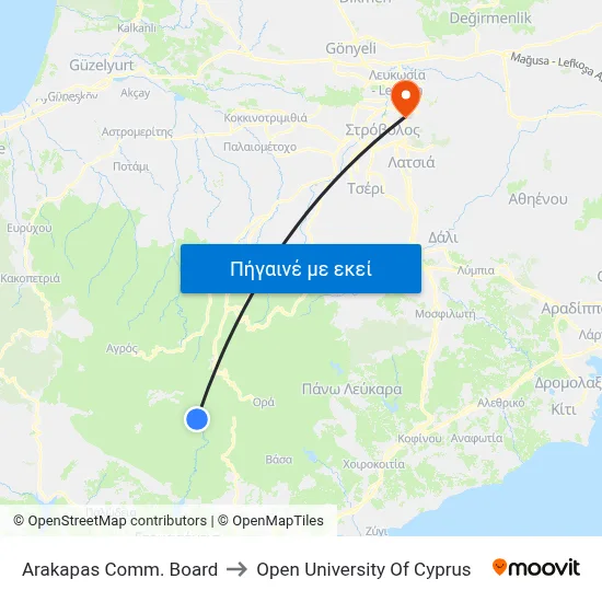 Arakapas Comm. Board to Open University Of Cyprus map