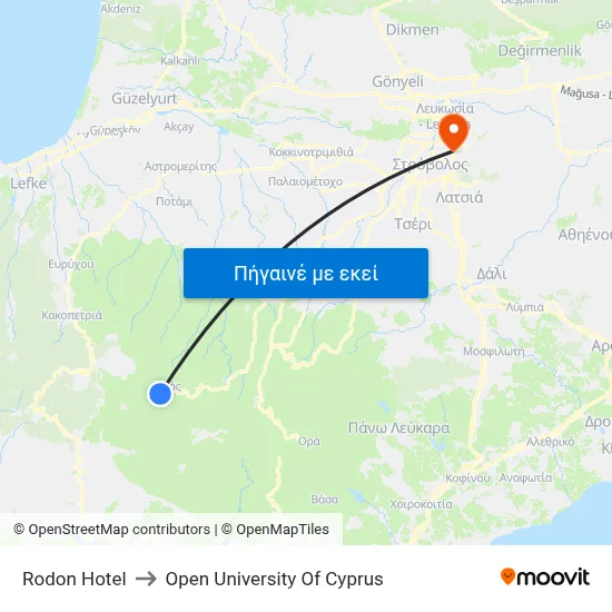 Rodon Hotel to Open University Of Cyprus map