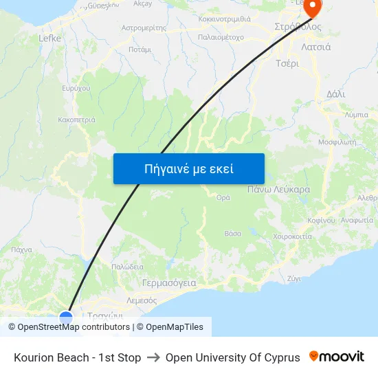 Kourion Beach - 1st Stop to Open University Of Cyprus map