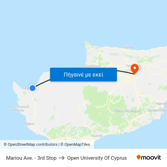 Mariou Ave. - 3rd Stop to Open University Of Cyprus map