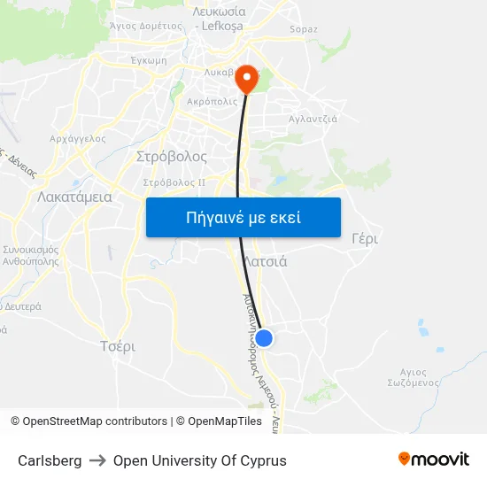 Carlsberg to Open University Of Cyprus map