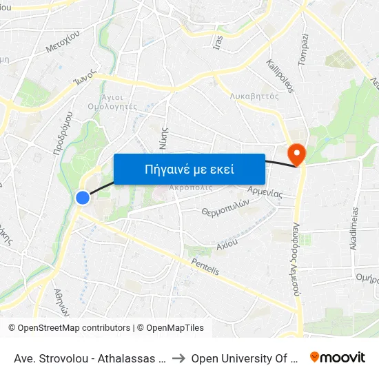 Ave. Strovolou - Athalassas Avenue to Open University Of Cyprus map