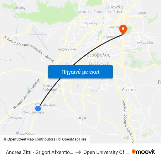 Andrea Zitti - Grigori Afxentiou Avenue to Open University Of Cyprus map