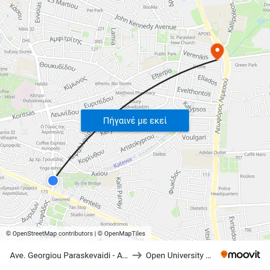Ave. Georgiou Paraskevaidi - Akropolis Park to Open University Of Cyprus map