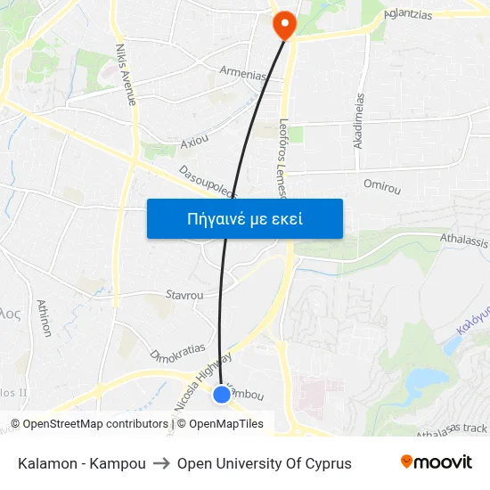 Kalamon - Kampou to Open University Of Cyprus map