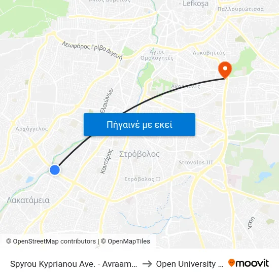 Spyrou Kyprianou Ave. - Avraam Antoniou Jumbo to Open University Of Cyprus map
