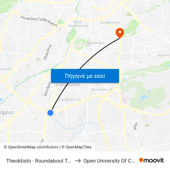 Theoktisto - Roundabout Tseriou to Open University Of Cyprus map