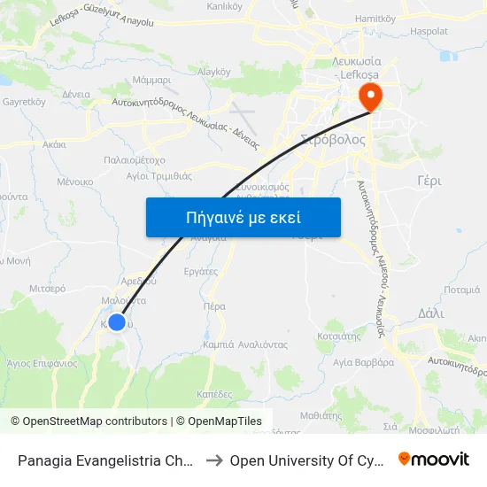 Panagia Evangelistria Church to Open University Of Cyprus map
