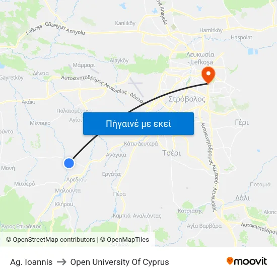 Ag. Ioannis to Open University Of Cyprus map