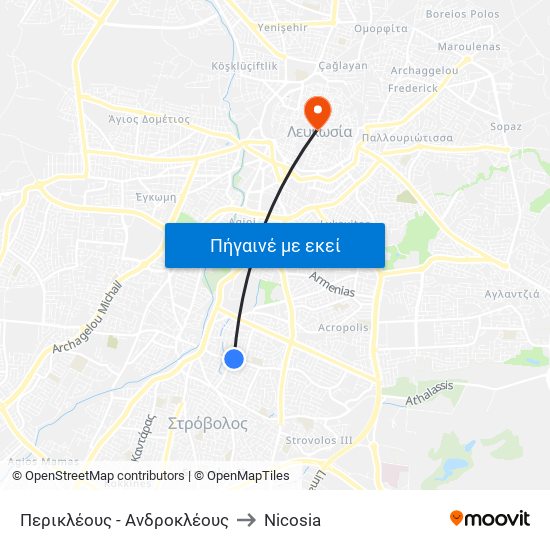 Περικλέους to Nicosia map