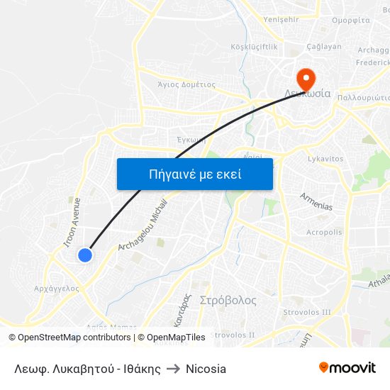 Λεωφ. Λυκαβητού - Ιθάκης to Nicosia map
