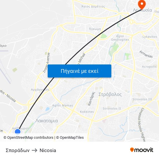 Σποράδων to Nicosia map