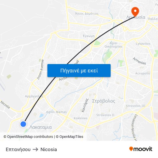 Επτανήσου to Nicosia map