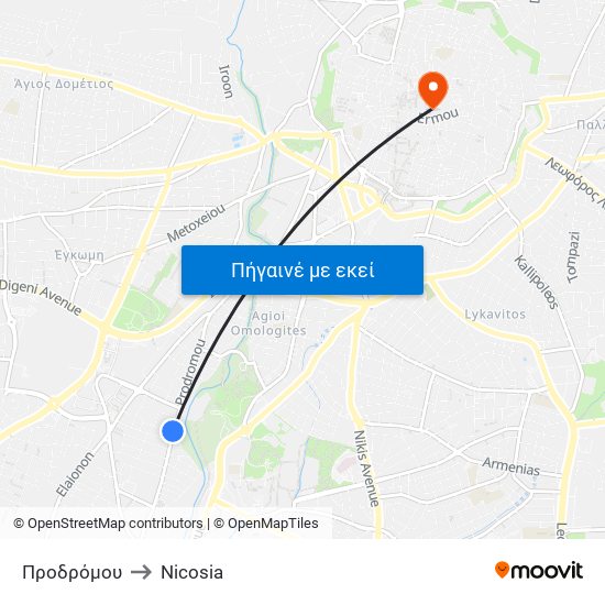 Προδρόμου to Nicosia map