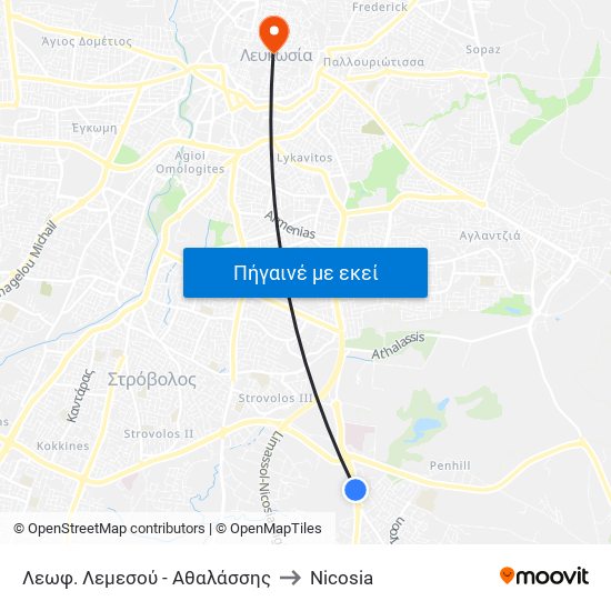 Λεωφ. Λεμεσού - Αθαλάσσης to Nicosia map