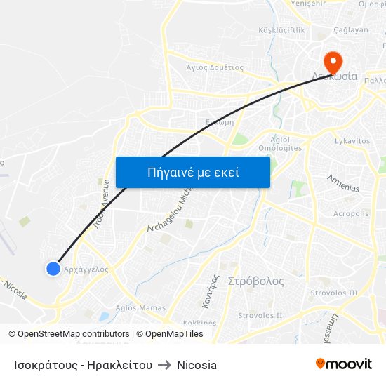 Ισοκράτους to Nicosia map