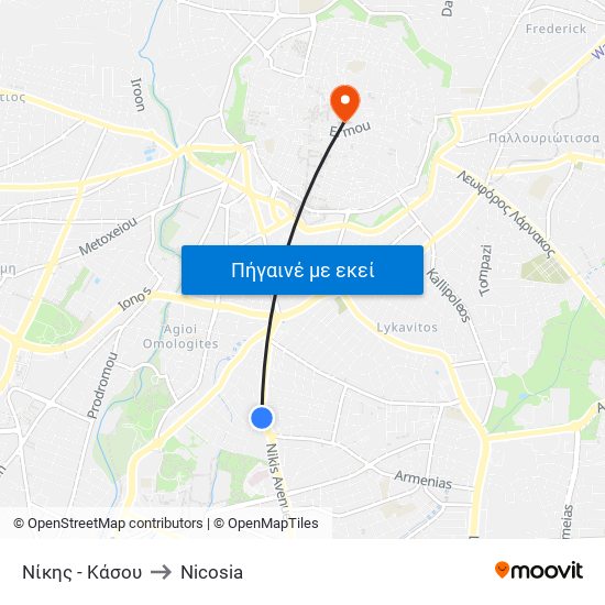 Νίκης - Κάσου to Nicosia map