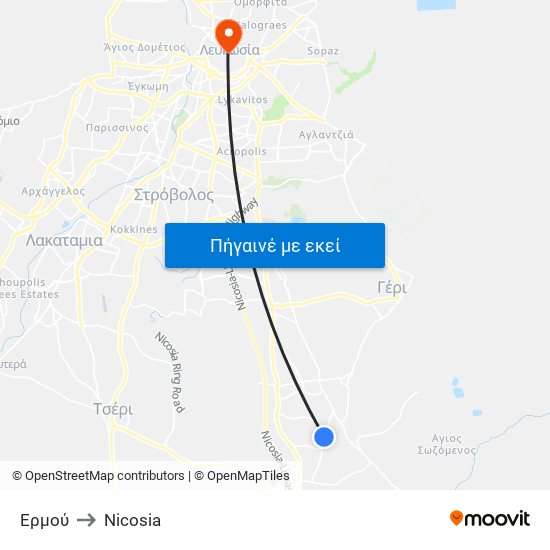 Ερμού to Nicosia map