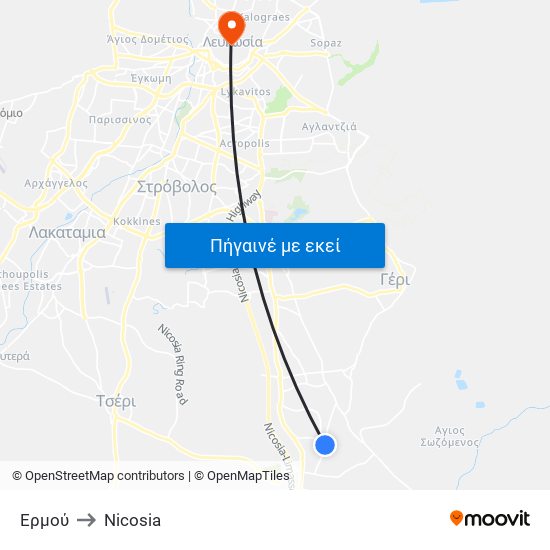 Ερμού to Nicosia map