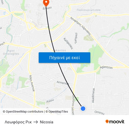 Λεωφόρος Ρικ to Nicosia map