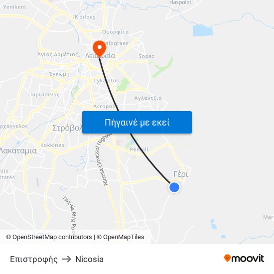 Επιστροφής to Nicosia map