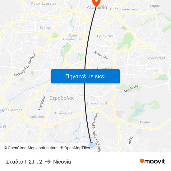 Στάδιο Γσπ 2 to Nicosia map