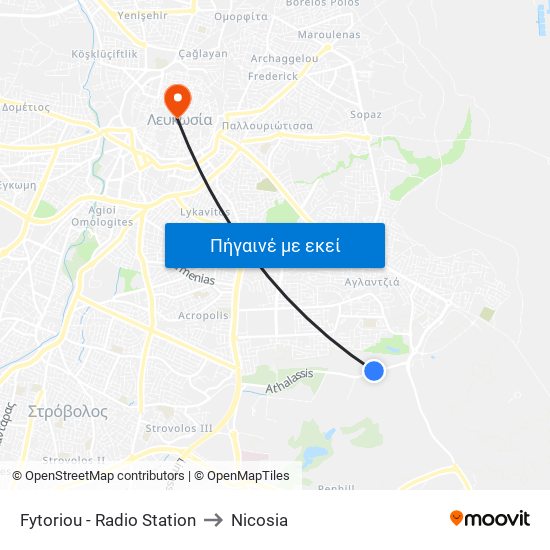 Fytoriou - Radio Station to Nicosia map