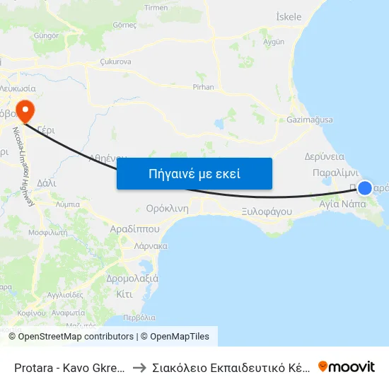 Protara - Kavo Gkreko Ave. - 7th Stop to Σιακόλειο Εκπαιδευτικό Κέντρο Κλινικής Ιατρικής map