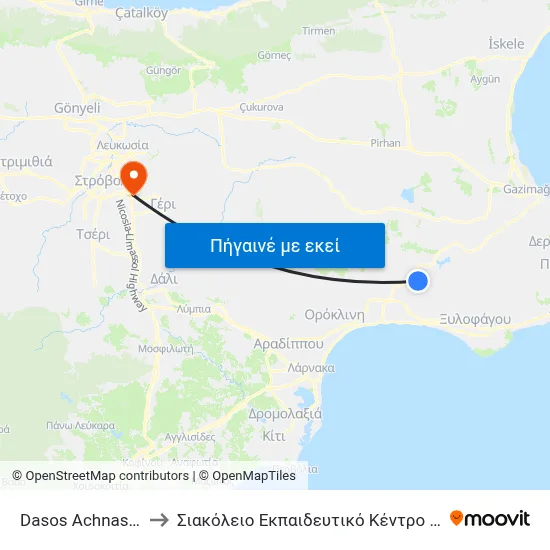 Dasos Achnas Square 2 to Σιακόλειο Εκπαιδευτικό Κέντρο Κλινικής Ιατρικής map