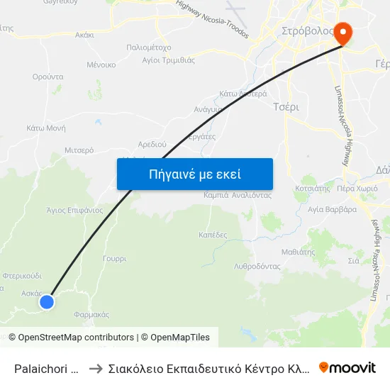 Palaichori Square to Σιακόλειο Εκπαιδευτικό Κέντρο Κλινικής Ιατρικής map