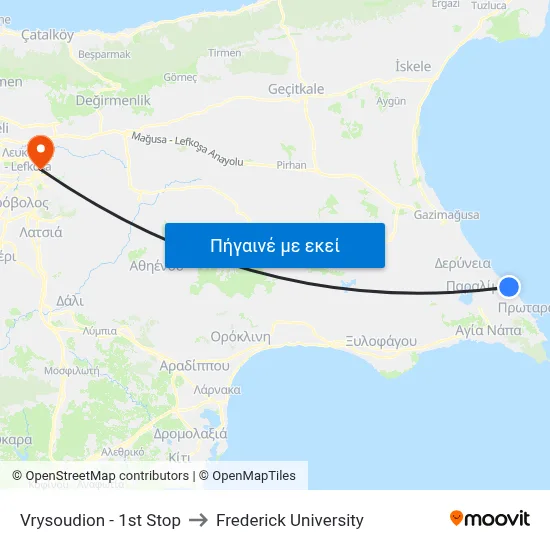 Vrysoudion - 1st Stop to Frederick University map