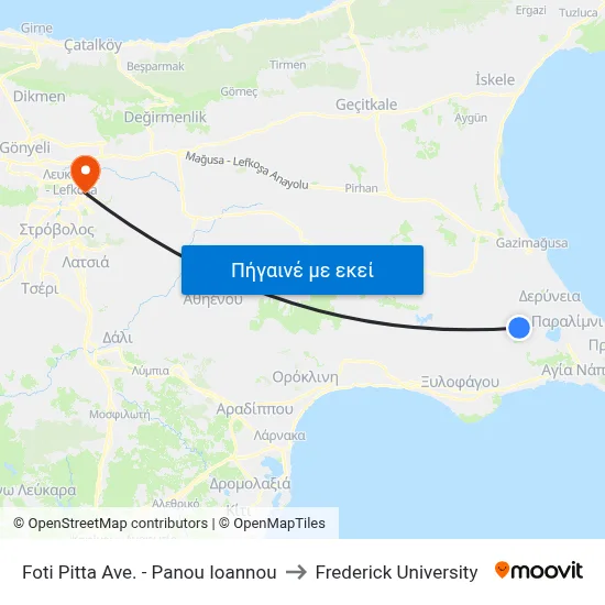 Foti Pitta Ave. - Panou Ioannou to Frederick University map