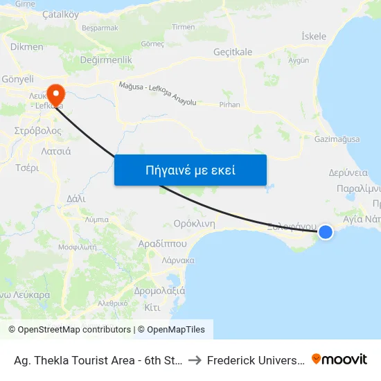 Ag. Thekla Tourist Area - 6th Stop to Frederick University map