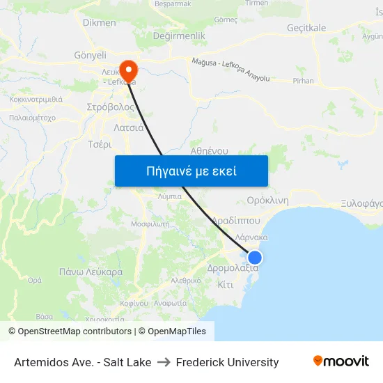 Artemidos Ave. - Salt Lake to Frederick University map