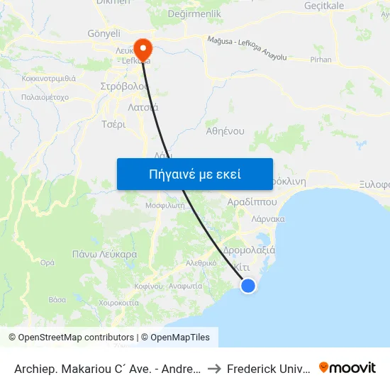 Archiep. Makariou C´ Ave. - Andrea Miaouli to Frederick University map