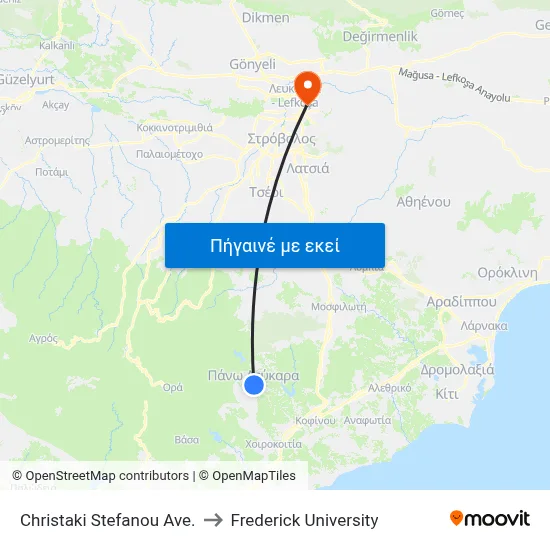 Christaki Stefanou Ave. to Frederick University map