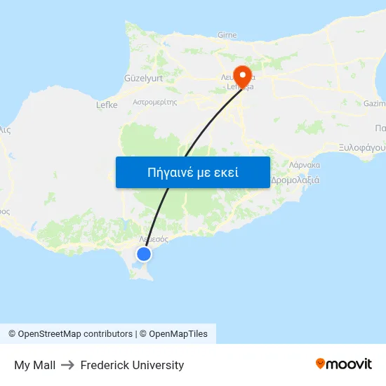My Mall to Frederick University map
